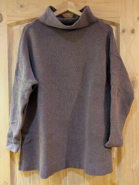 Free People Ottoman Slouchy Ribbed Mock Neck Tunic Sweater Small S (Nutmeg)